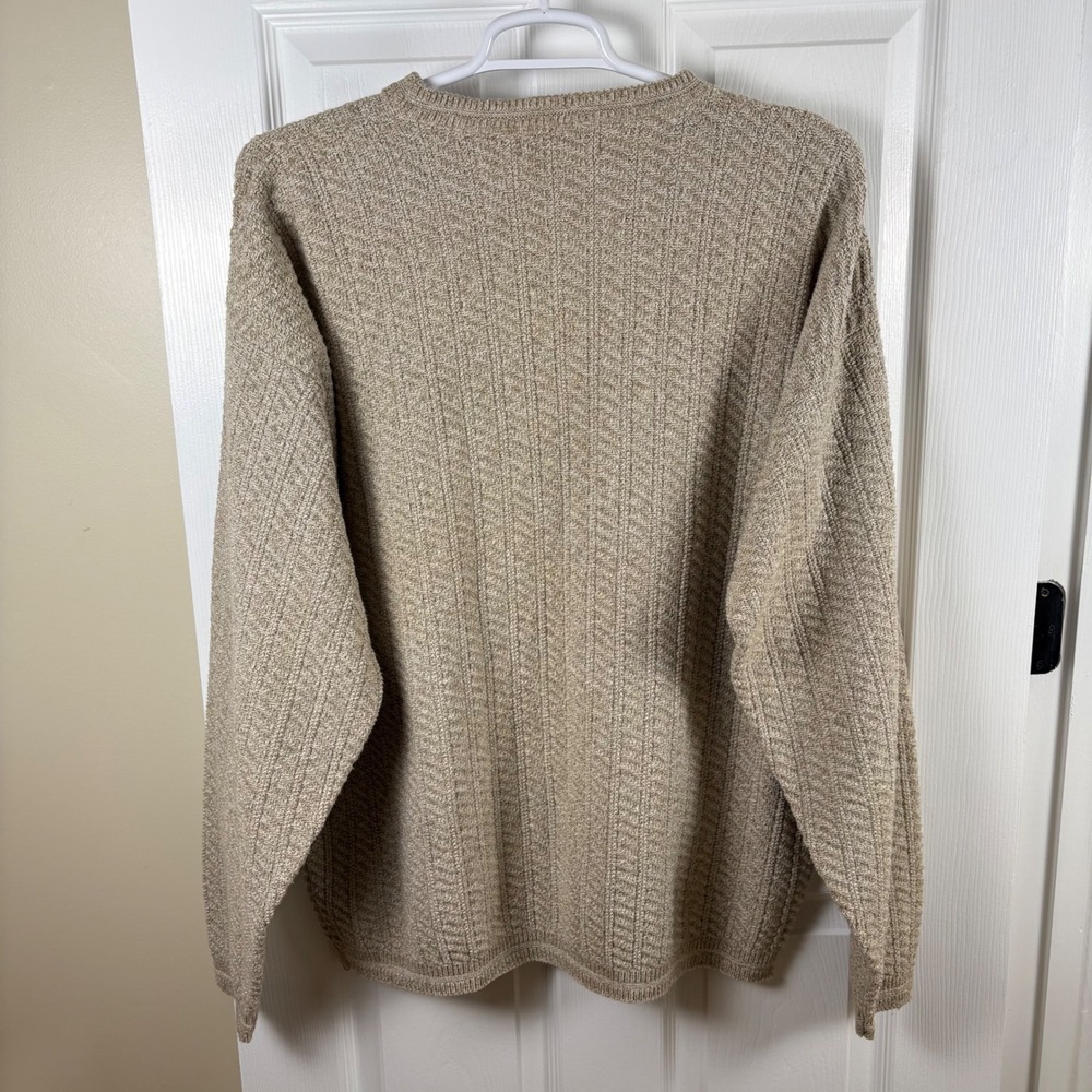 Vtg Bill Blass Sweater 2XLT 100% Cotton Tan Grandpa Retro Indie Granola Academia - Picture 5 of 5